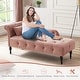 preview thumbnail 2 of 12, 60"W Velvet Chaise Lounge, Tufted with Pillow & Nailhead Decorate - 60.6W" x 27.5D" x 28.3"H