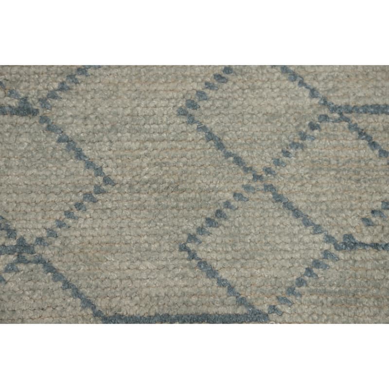 Hand-knotted Modern Wool Grey Geometric Area Rug Oriental Carpet - 7' 11'' X 4' 11''
