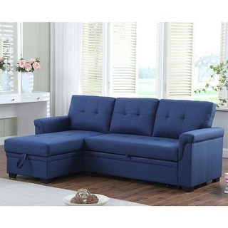 Linen Reversible Sleeper Sectional Sofa with Storage Chaise - Bed Bath ...