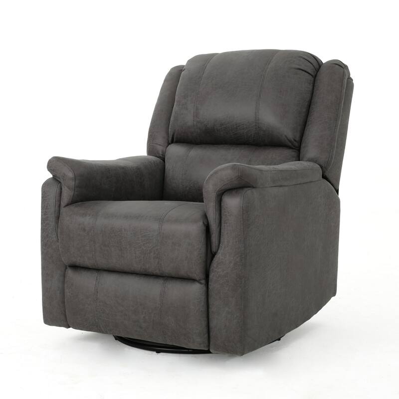 Swivel Manual Reclining Chair, Pillow Cushions, Smooth Gray Fabric