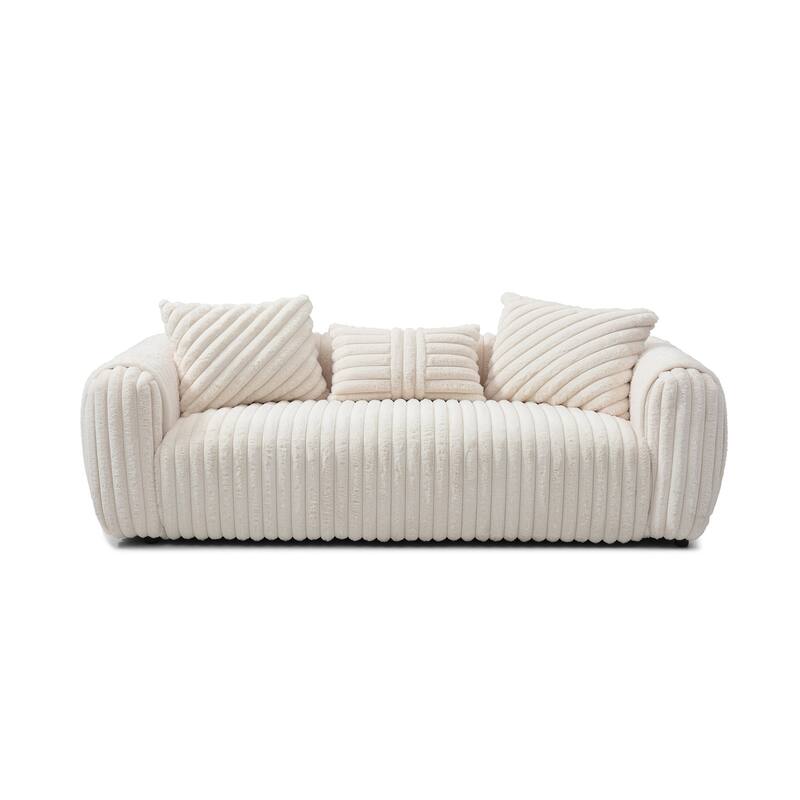 Cancun 94 in. Pillow Top Arm Polyester Straight Sofa in White - White