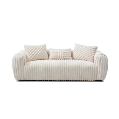 Cancun 94 in. Pillow Top Arm Polyester Straight Sofa in White