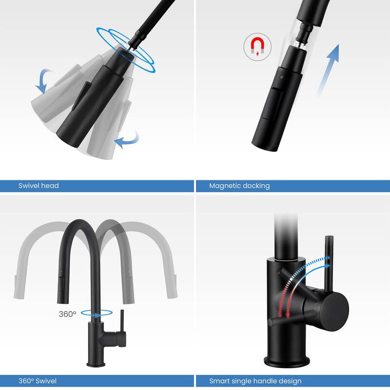 Circular Single Handle Pull Down Kitchen Faucet