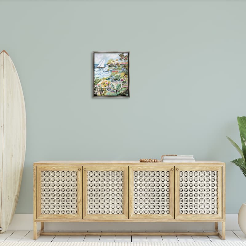 Stupell Abstract Nautical Scene Framed Floater Canvas Wall Art Design by Karen Fields