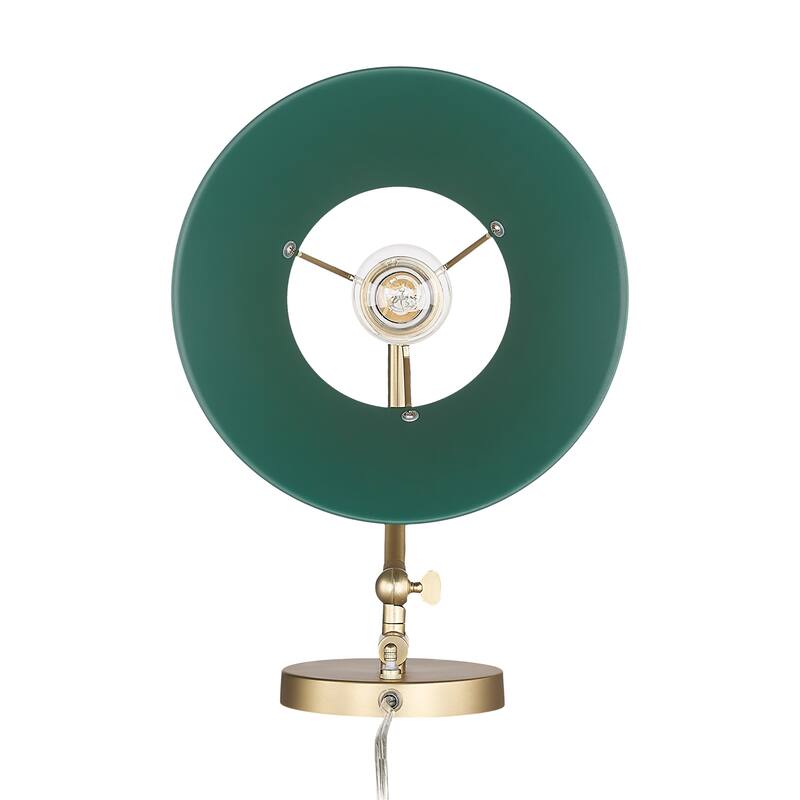 Yep by Golden Lighting Orwell 1-light Swing Arm in Brushed Champagne Brass and Pine Green shade