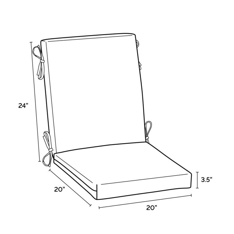 ARDEN Outdoor Dining Chair Cushion, 20 in x 20 in
