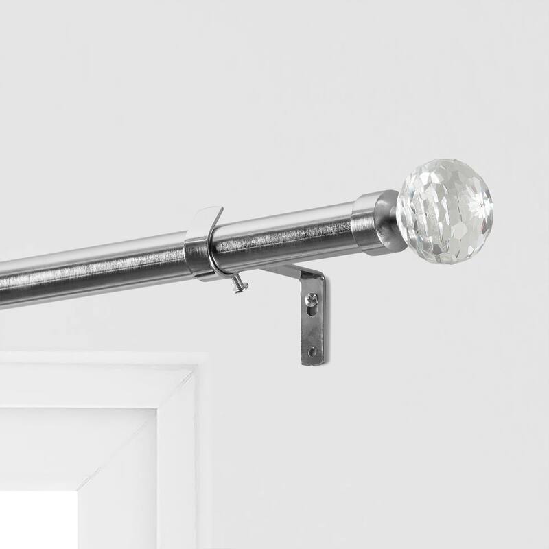Exclusive Fabrics Glass Sphere Prism Extendable Metal Rod Set, 52 - 144 - 52" - 144" - Nickel