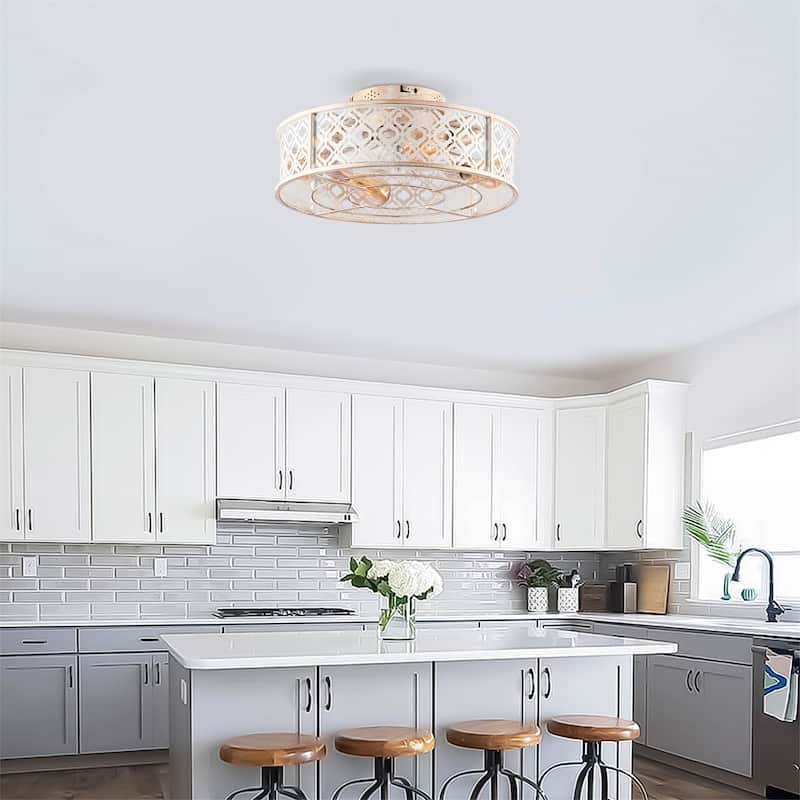 20" Flower Style Iron Ceiling Fans with Remote Control, NOT Included Bulbs