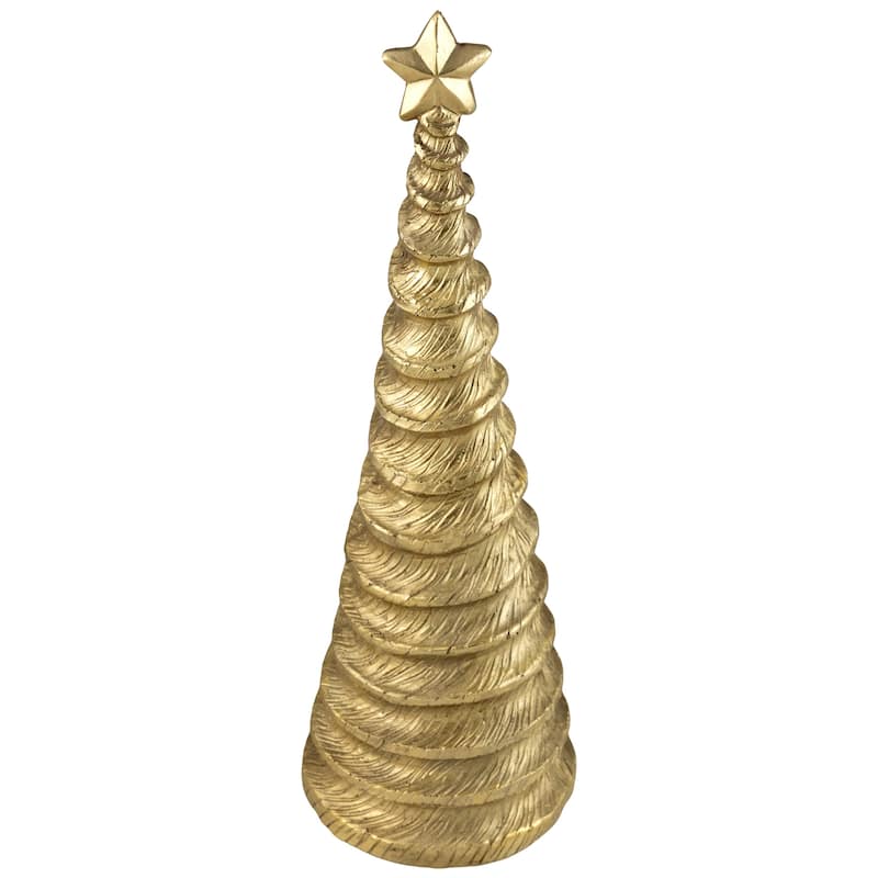 Metallic Swirling Spirals Tabletop Tree with Star Christmas Decoration - 13.5" - Gold