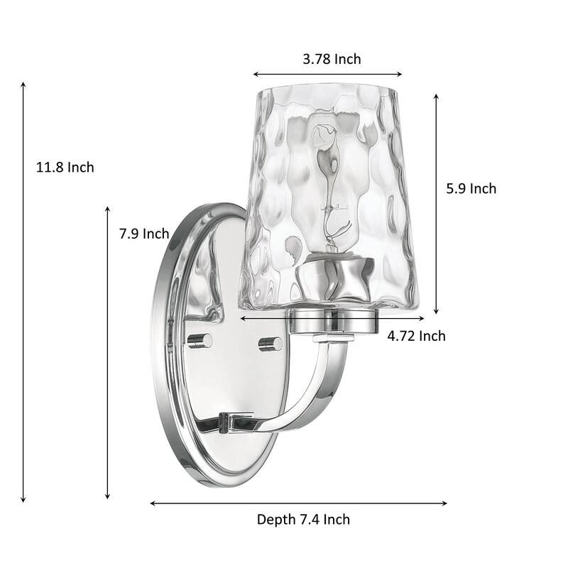 Acroma 1-Light Modern Glam Wall Sconce with Textured Glass Shade