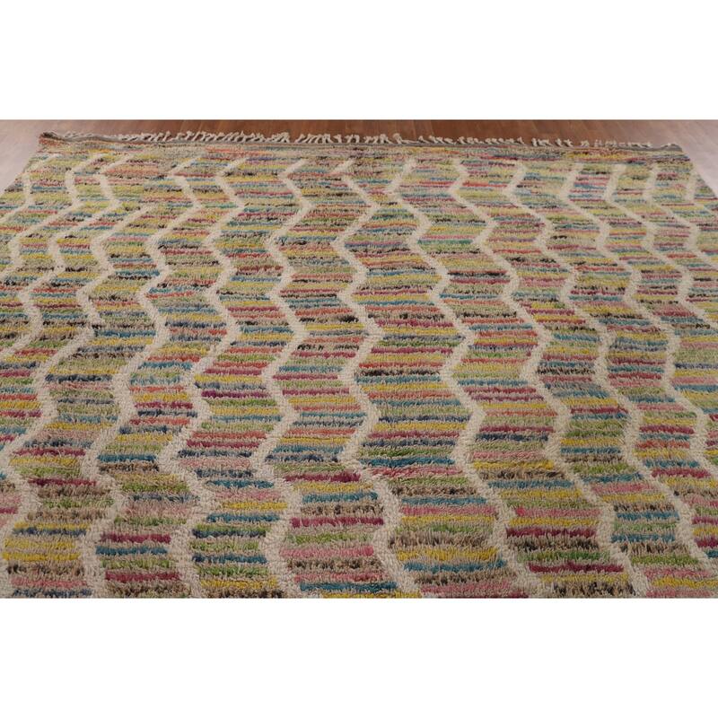 Moroccan Oriental Large Area Rug Hand-Knotted Wool Carpet - 9'4" x 14'10"