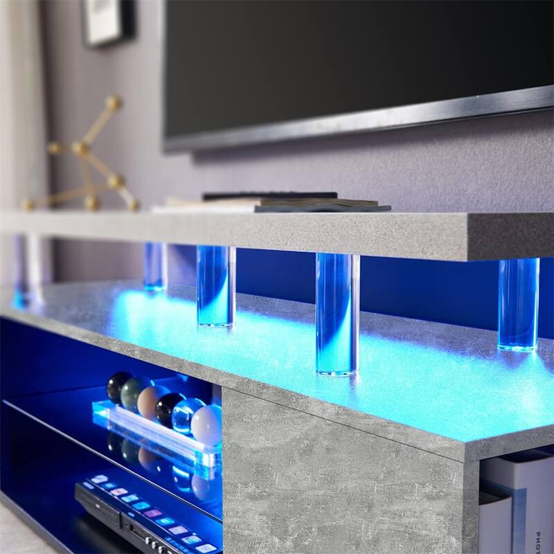LED Storage Entertainment Center with Side Cabinet - 64 inches in width