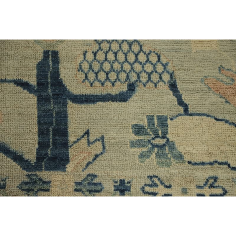 Hand Knotted Traditional Wool Green Geometric Area Rug - 9' 10'' X 8' 4''