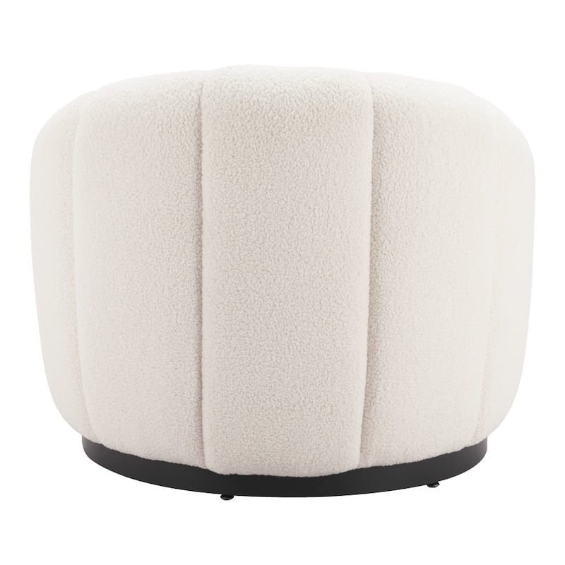 HomeRoots 36" Cream And Black Faux Shearling And Upholstered Barrel Chair - 36' X '29.5' X '35