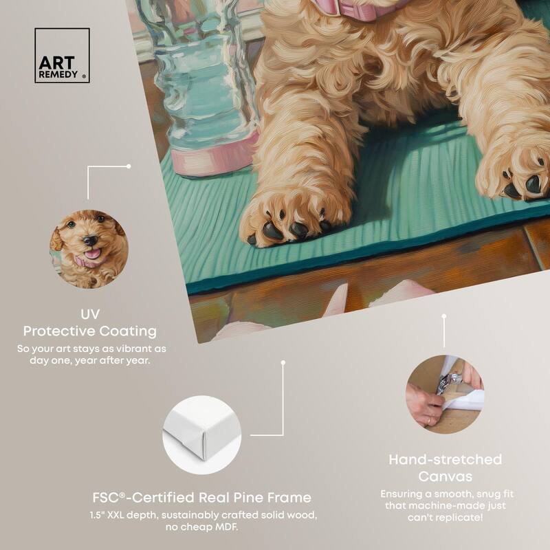 Goldendoodle Dainty Yoga Canvas by Art Remedy, Gallery Wrapped