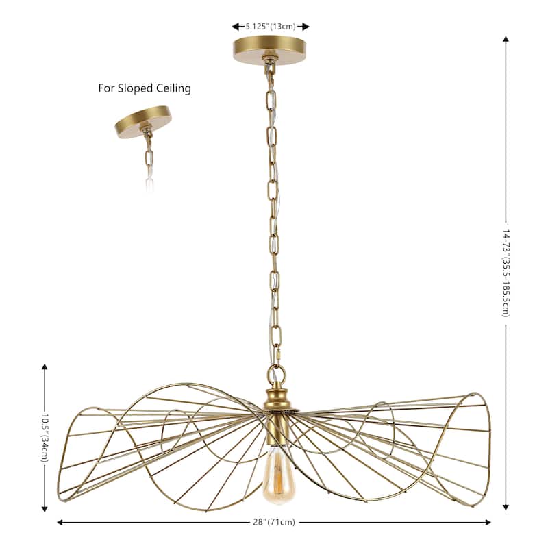 SAFAVIEH Home Lighting Collection Mikola 28" Glam Pendant - 28" W x 28" D x 73" H