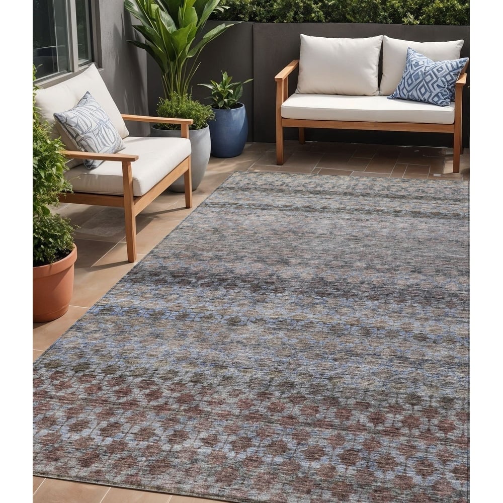 HomeRoots Striped Transitional Rectangle Outdoor Rug