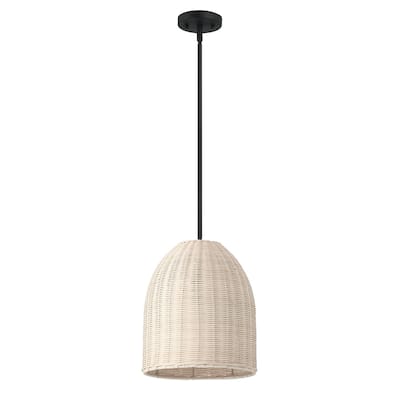 1-light Farmhouse Rattan Kitchen Island Pendant - 12