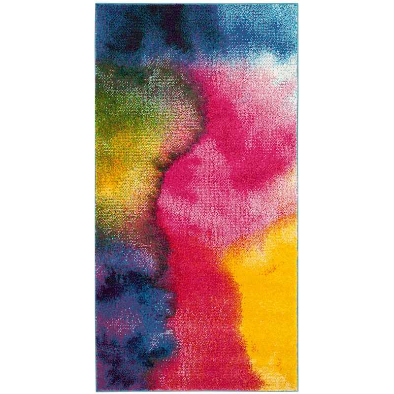 SAFAVIEH Watercolor Leila Modern Abstract Rug - 4' x 6' - Green/Fuchsia