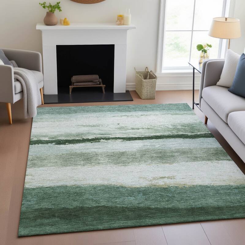 Machine Washable Indoor/Outdoor Watercolor Ombre Chantille Rug
