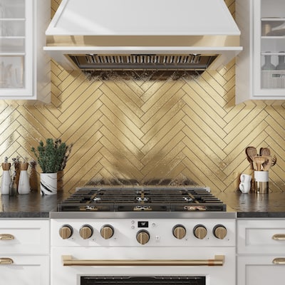 Valenza 2x16 Brushed Gold Ceramic Zellige Subway Wall Tile (10.76 sq ft/case) - 50 Pack