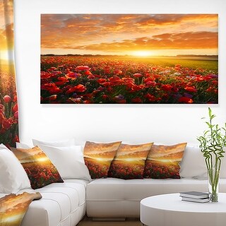 Designart "Beautiful Poppy Field at Sunset" Abstract Wall Art Canvas ...