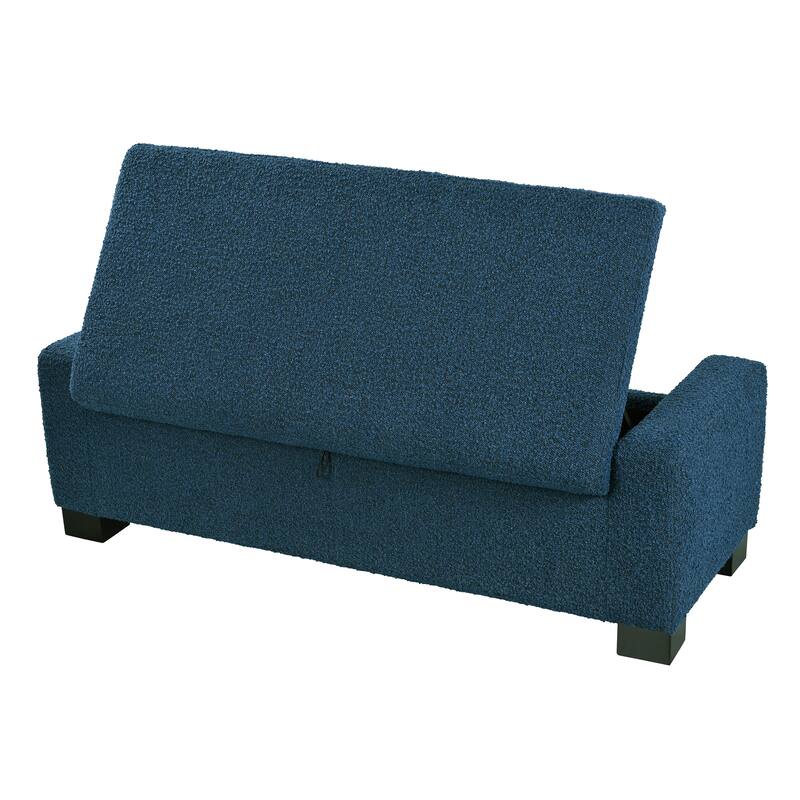 50" Ottoman Bench in Textured Fabric, Rectangular Design with Hinged Lid for Seating, Footrest, and Hidden Storage
