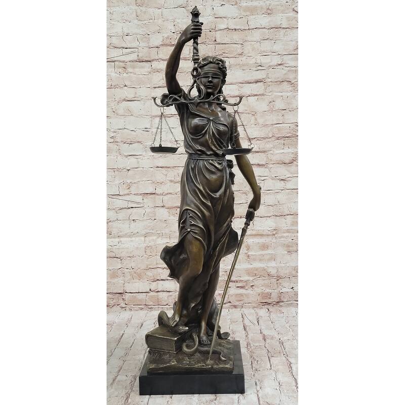 Themis Blind Lady Of Justice Bronze Sculpture Statue Lawyer Attorney Decor