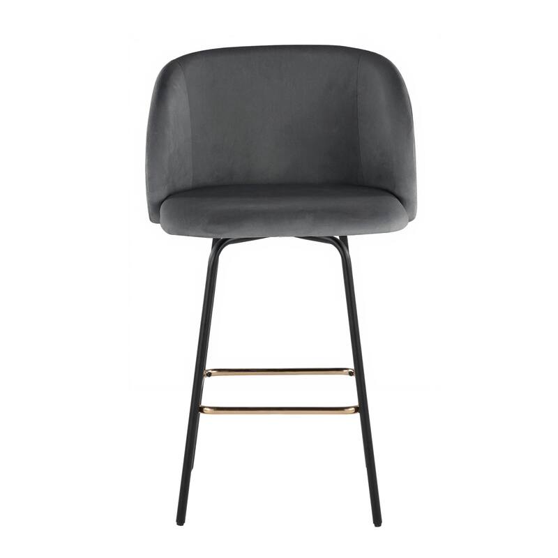 Silver Orchid Harding 26" Fixed-Height Swivel Counter Stool with Metal Legs (Set of 2)