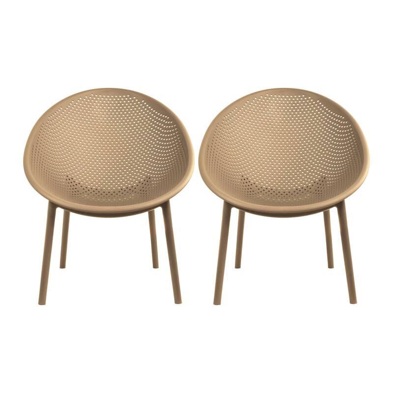 Set of 2 Modern Plastic Lounge Chair Plastic Legs with Polka Dots Spot Breathable for Patio Indoor Outdoor Use