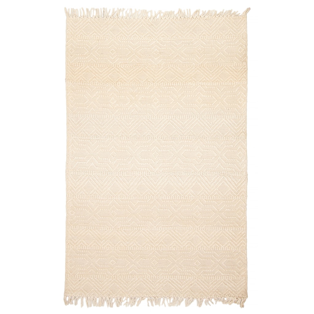ECARPETGALLERY Braid weave Sienna Beige Wool Rug - 4'11 x 7'9