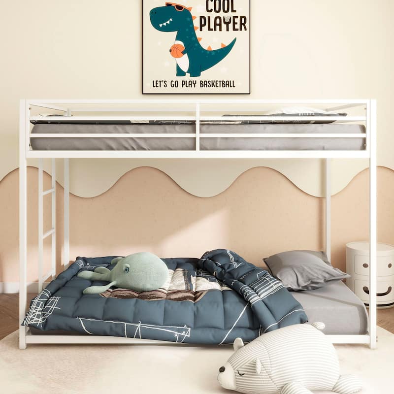 Adin Modern Metal Twin Over Twin Bunk Bed by Christopher Knight Home - White