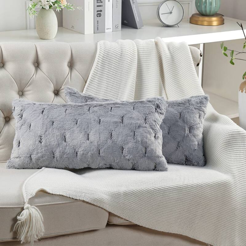 Serenta JacquardRabbit FauxFur Pillow Cover 2 Piece, NO INSERT