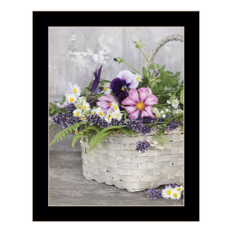 TrendyDecor4U Contemporary " Fresh Garden Basket" Framed Print Wall Art - Black