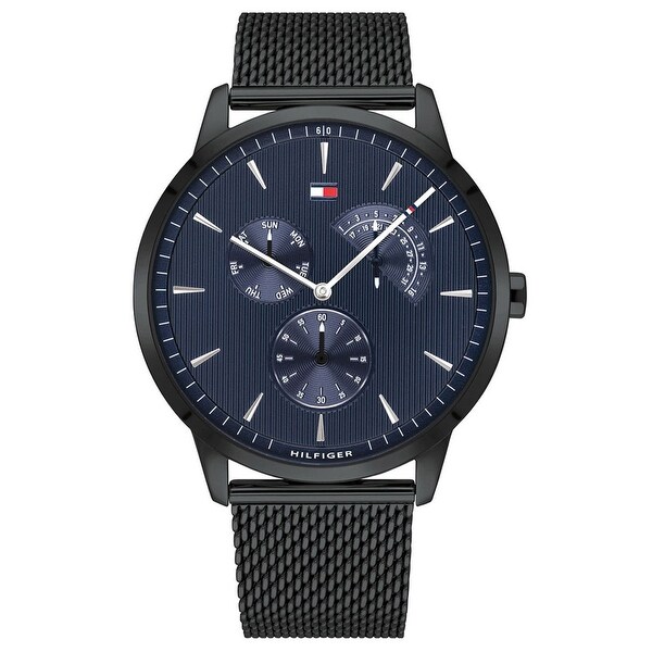tommy hilfiger black stainless steel mesh bracelet watch