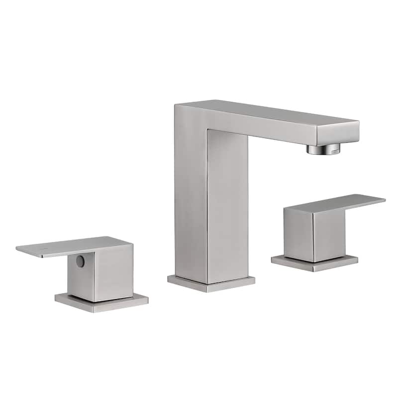 Bathroom Stainless Steel Faucets For Sink 3 Hole Matte 8 Inch Sink Faucet Double Lever Handle Faucet Faucet With Hose - Brushed Nickel