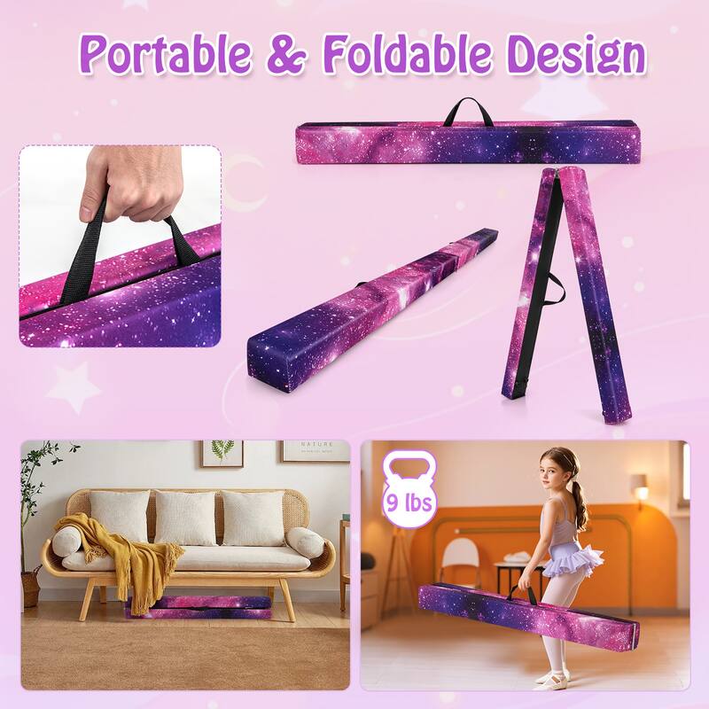 Gymax 7FT Folding Gymnastic Beam Portable Floor Balance Beam w/Handles
