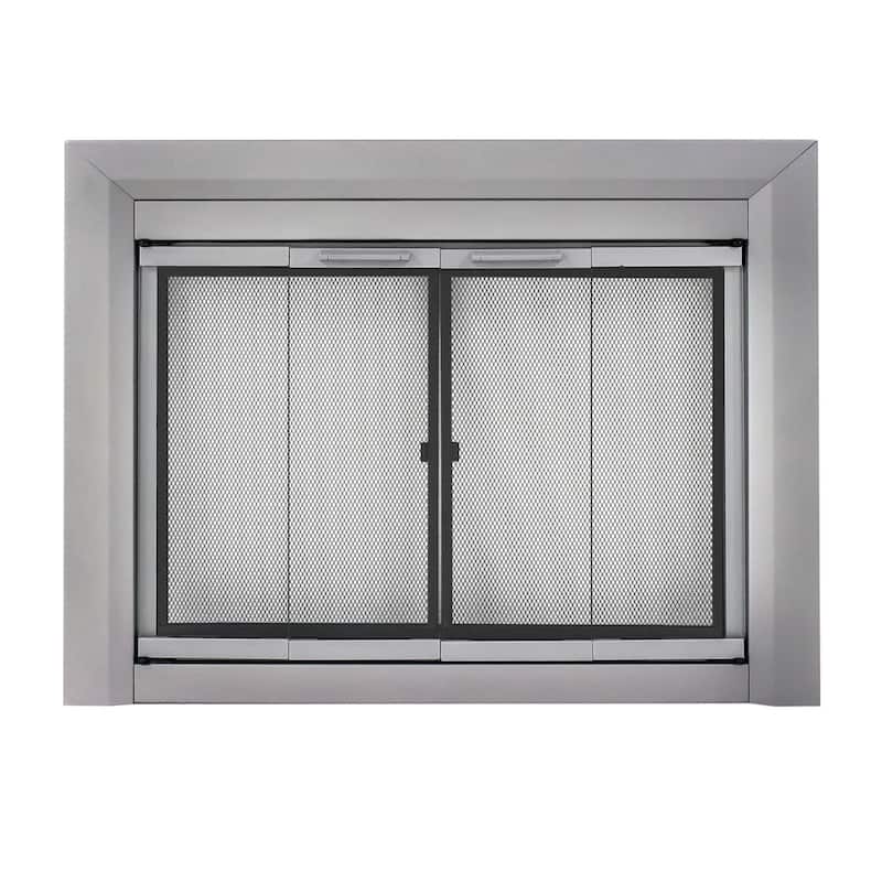 Pleasant Hearth Clairmont Fireplace Glass Door Small Black - Medium - Silver