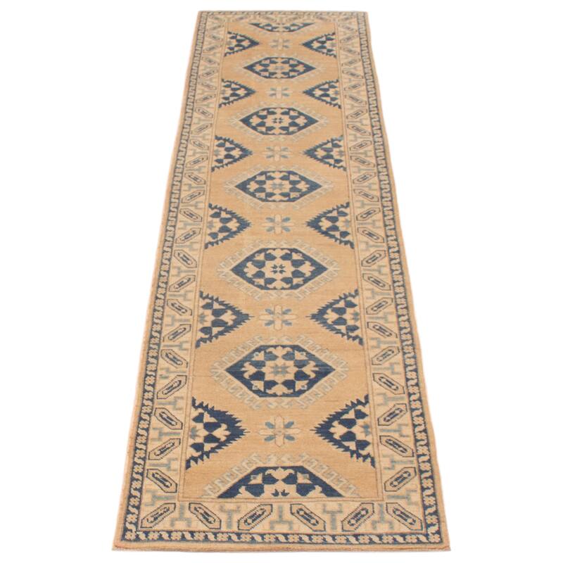 ECARPETGALLERY Hand-knotted Finest Ghazni Beige, Copper Wool Rug - 2'8 x 10'4