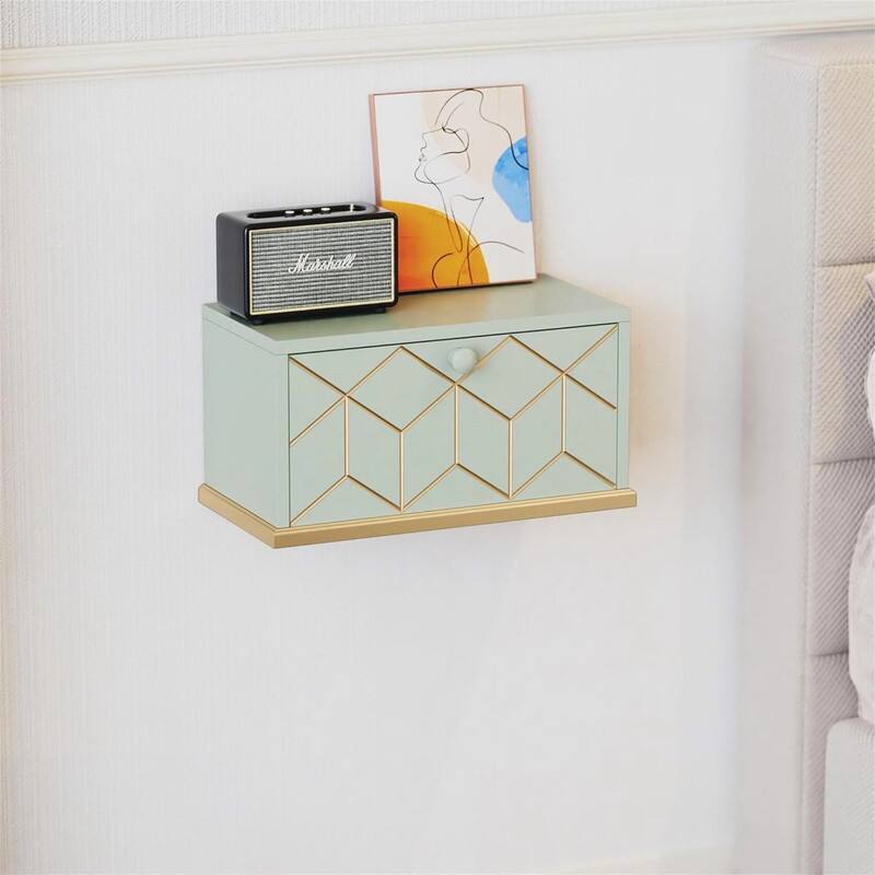 Floating Nightstand Small Nightstand with Flap Door - 6.69"D x 13.18"W x 6.92"H