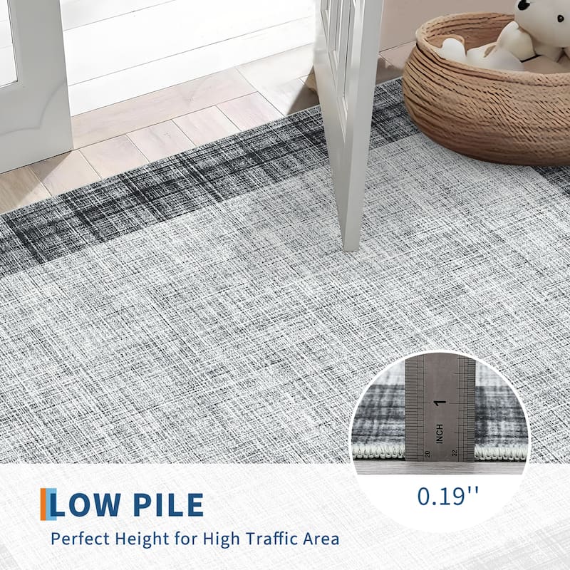 Garvee Linen Border Living Room Area Rug