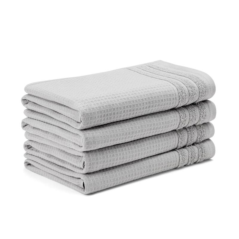 TOWN & COUNTRY BASICS 4-Piece Waffle Woven Terry Stripe Hand Towel Set, - 20"x30"
