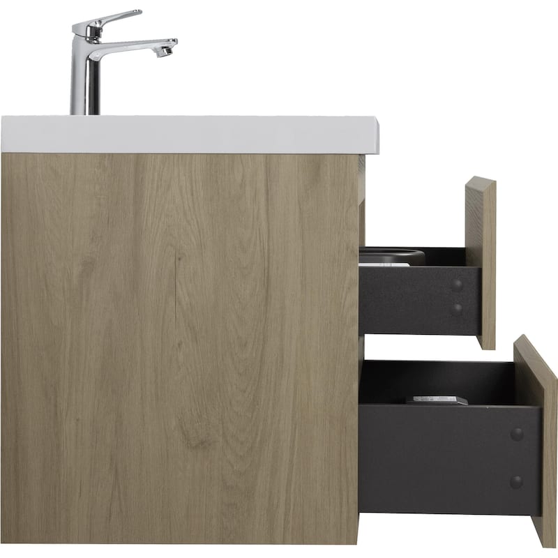 24" Floating Bathroom Vanity with Resin Sink,Soft Close Drawers
