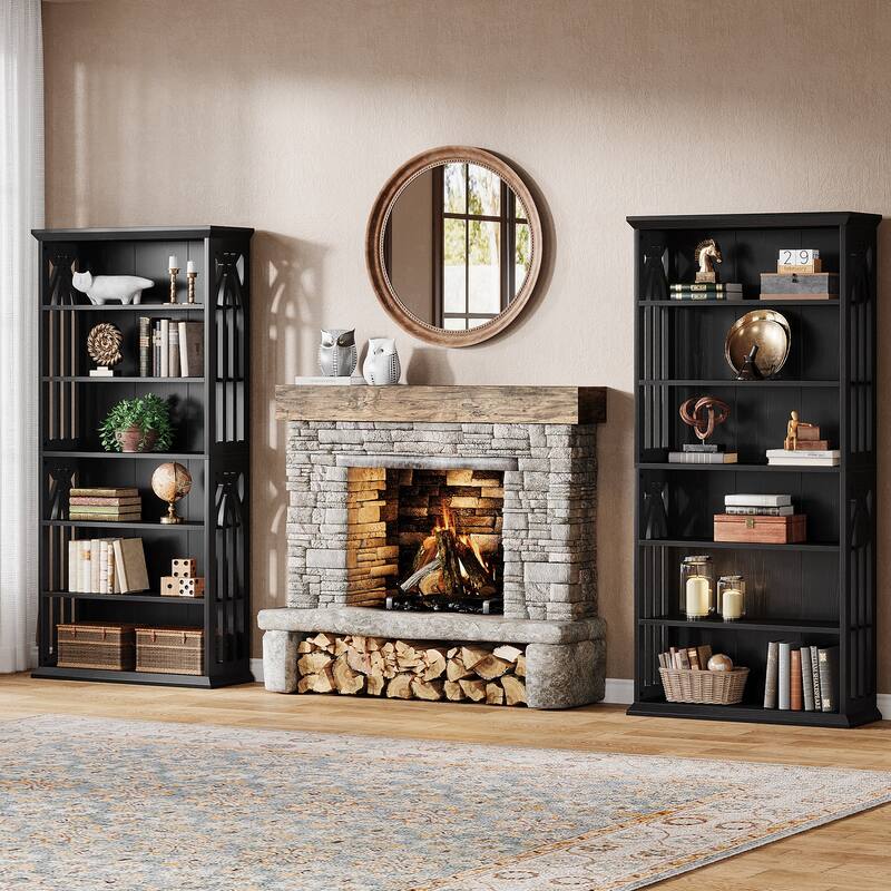 75-Inch Tall Bookshelf Bookcase, 6-tier Bookshelves Display Shelf for Living Room, Home Office, Bedroom - 2 PCS
