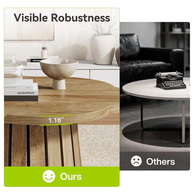 34"W Wood Coffee Table Round - N/A