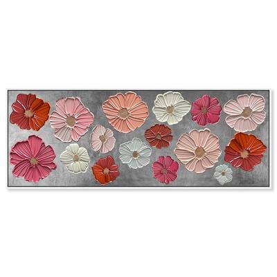 Floral Impasto Silver Panoramic Canvas by Art Remedy