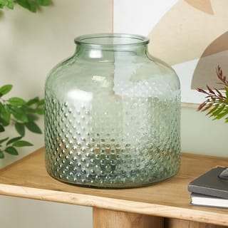 Green Glass Spotted Decorative Vase