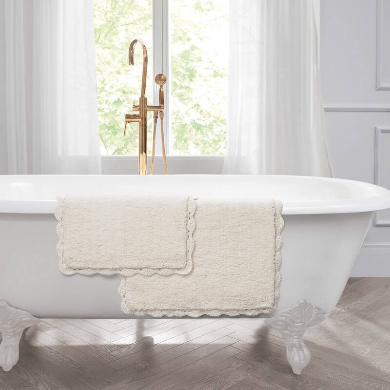 Laura Ashley Heathered Crochet Border Bath Rug