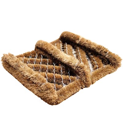 Heavy-Duty Boot Scraper Brush Natural Coir Bristles on Durable Wire Frame for Outdoor Mud and Dirt Removal, 12x14"