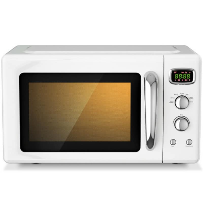 0.9 Cu Ft Microwave Oven with 360 Degree Rotating Glass Turntable and 5 Cooking Modes Child Safety Lock - 19.5" x 14" x 11" - White